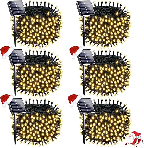 Miniatura 29 de OZS Paquete de 240 luces solares LED para exteriores, impermeables, luces solares de Navidad para exteriores, alambre verde, árbol eléctrico, luz