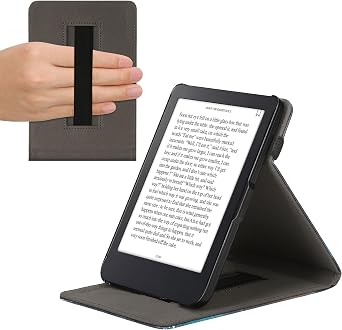 kwmobile Cover Compatible with Kobo Clara 2E / Tolino Shine 4 Case - Stand + Strap - Cosmic Nature Blue/Grey/Black
