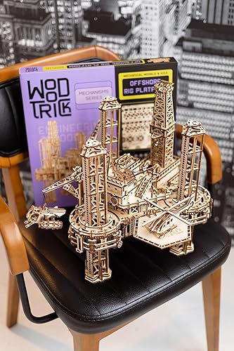 Miniatura 8 de Wood Trick Offshore Rig Platform Rompecabezas 3D de madera para adultos y niños para construir, plataforma móvil interactiva, modelos de madera,