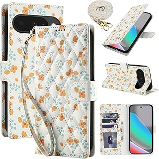 For Google Pixel 10 / 10Pro ケース 手帳型 Pixel 9 / 9Pro ケース ショルダー スマホケース グーグルピクセル10 プロ カード収納 スタンド機能 ピクセル10 財布型 ぐーくるぴくせる10 レザー 花柄 女性Googleピクセル10プロ カバー 全面保護 おしゃれ pixel10 ケース お洒落 耐衝撃 ひし形柄 - ホワイト (A3)