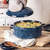 Vista 8 de Vicrays Casserole Dish with Lid - Ceramic Lasagna Pan Deep 2 Quart Round Baking Dishes Covered Bakeware for Oven Safe Serving Dish with Handles for