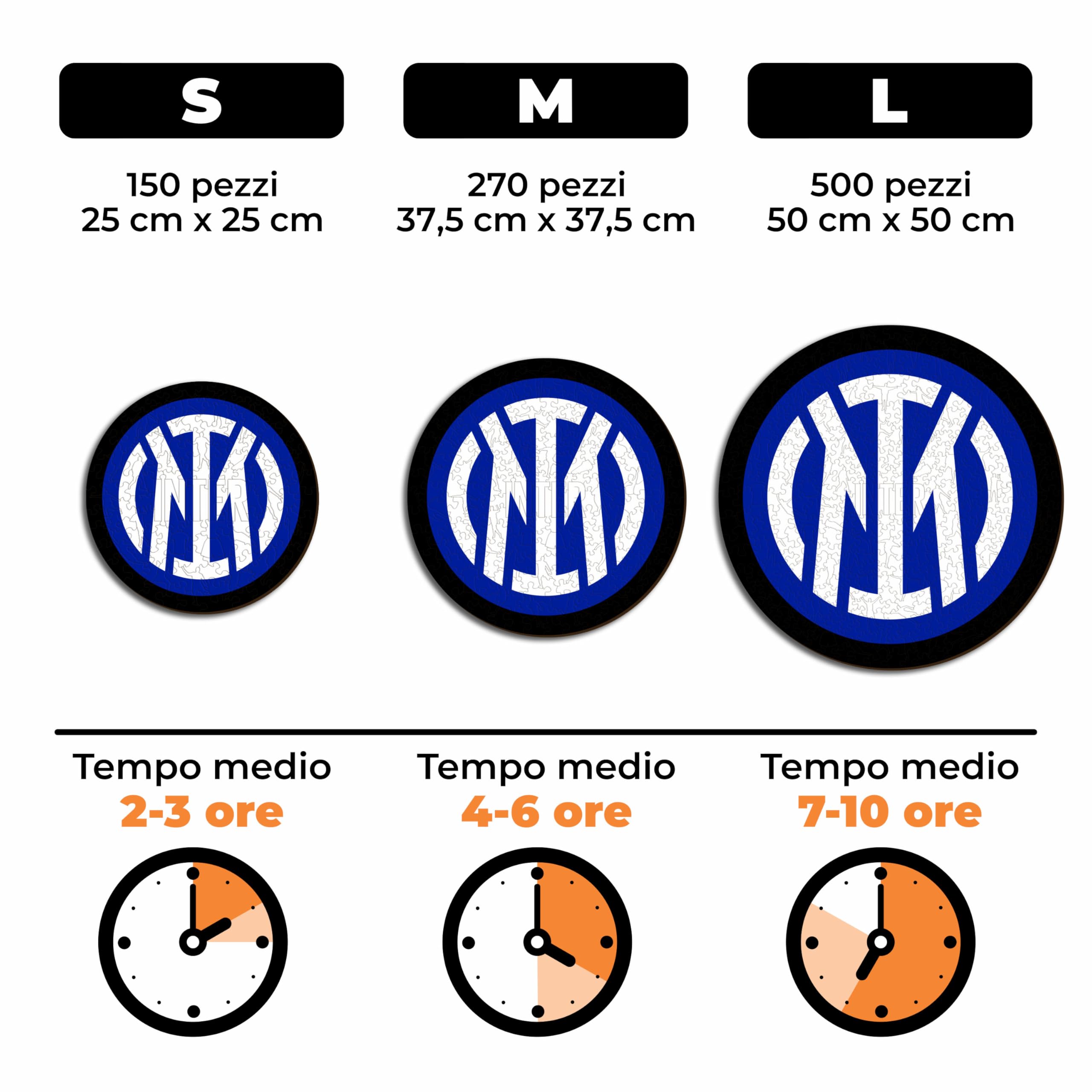 Inter Logo Prodotto ufficiale, Puzzle di Legno per Adulti e Bambini, Legno 100% Sostenibile, Logo, Taglia M