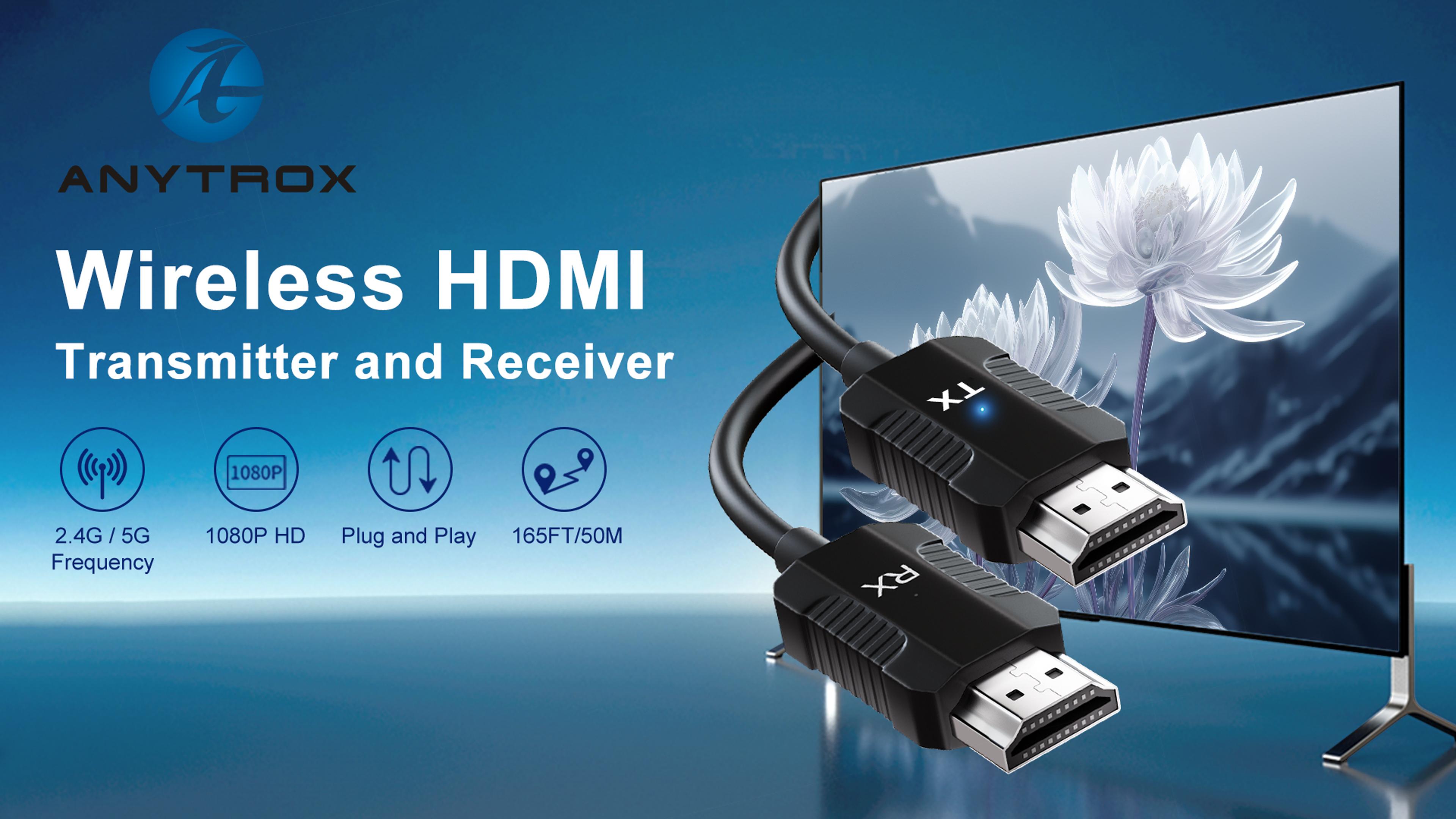 Image of Wireless HDMI Transmitter and Receiver 4K Decode 1080P Output, HDMI Wireless Extender, Plug & Play, Support 2.4 /5GHz for Streaming Video and Audio to Monitor from Laptop /Pc /Tv Box (Black)