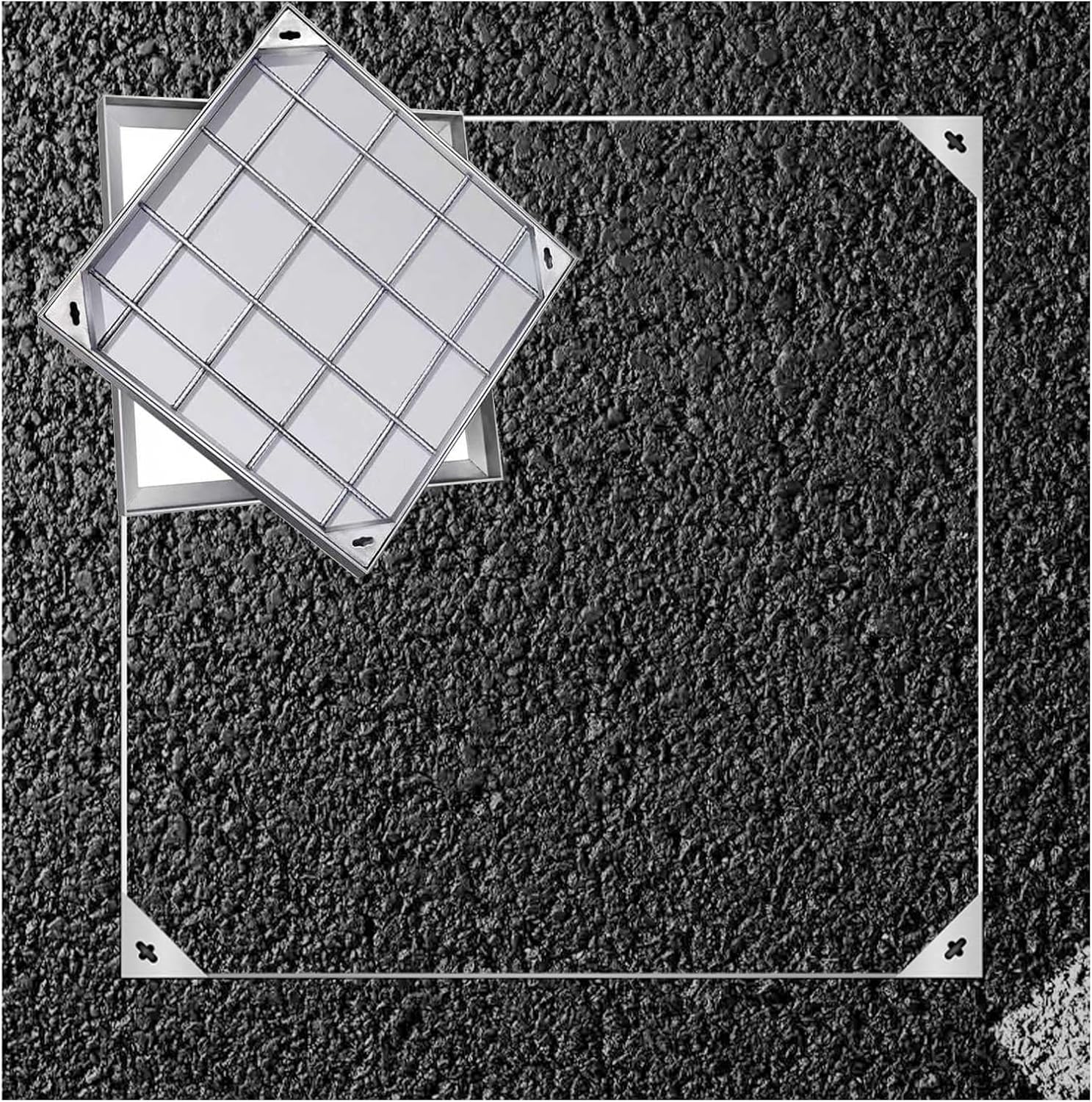 Septic Tank Covers, Invisible Recessed Square Septic Tank Lid Covers w/Retractable Handle, Stainless Steel Invisible Manhole Cover(8cm,50 * 50cm/19.6 * 19.6in)