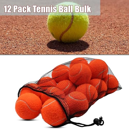 Miniatura 5 de Magicorange Pelotas de tenis, paquete de 12 pelotas de tenis de entrenamiento avanzado, pelotas de práctica, vienen con bolsa de malla para un fácil