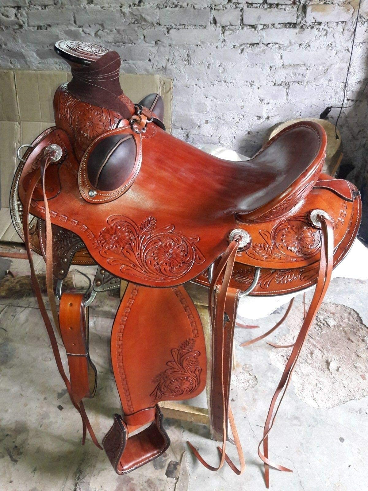 Equestrian Universe Western - Sella in pelle resistente Wade Ranch Roper