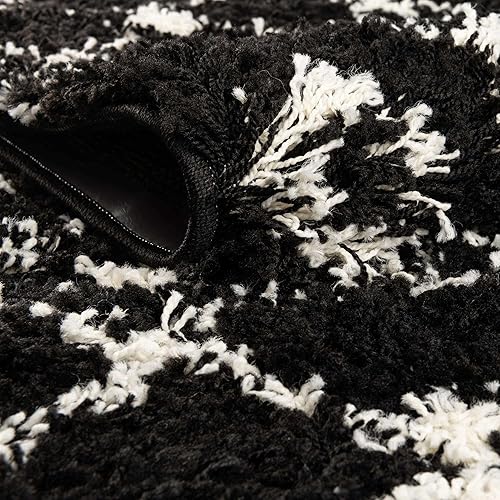 Miniatura 5 de Unique Loom Alfombra marroquí Trellis Shag Collection - Meknes (5 pies 3 pulgadas x 8 pies, rectangular, color negro y blanco)