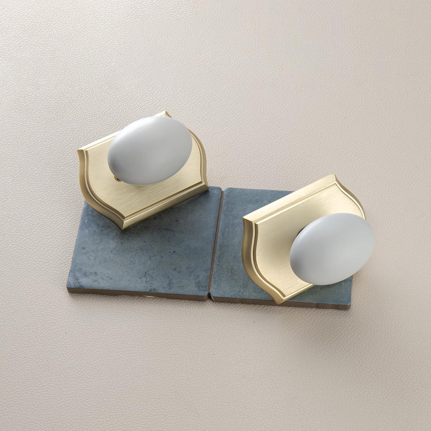 2 Pack Gold Oval Door Knobs Interior with Lock for Privacy | Zinc Camelot Trim, Egg Knob Style for Bath & Bedroom