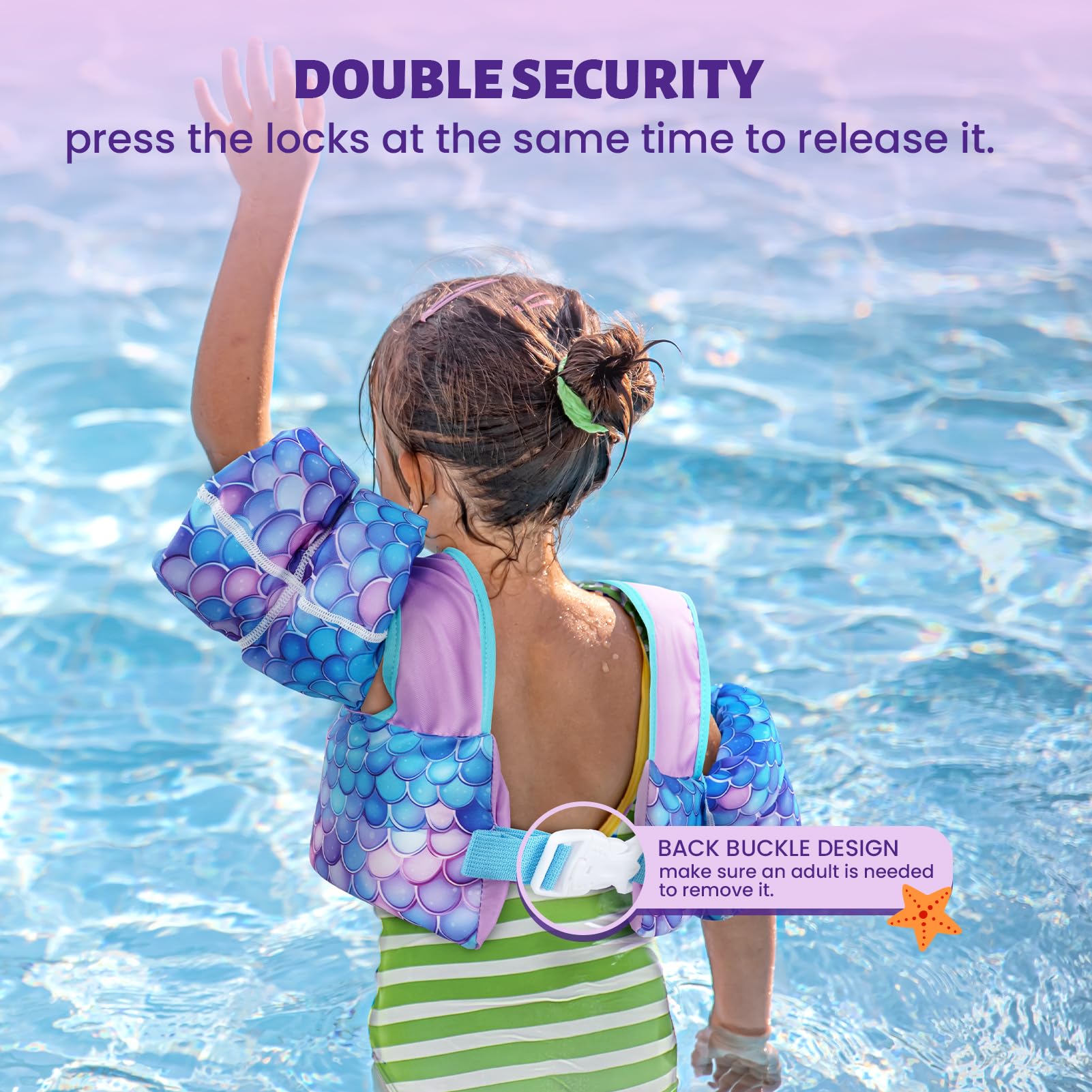Zeraty Gilet da Bagno per Bambini Galleggianti per Bambini Bambini Nuoto Fascia da Braccio con Imbracatura a Spalla Braccio Wings,Nuoto Aids Giacca per 20-50 lbs/2-6 Anni Ragazzi/Ragazze