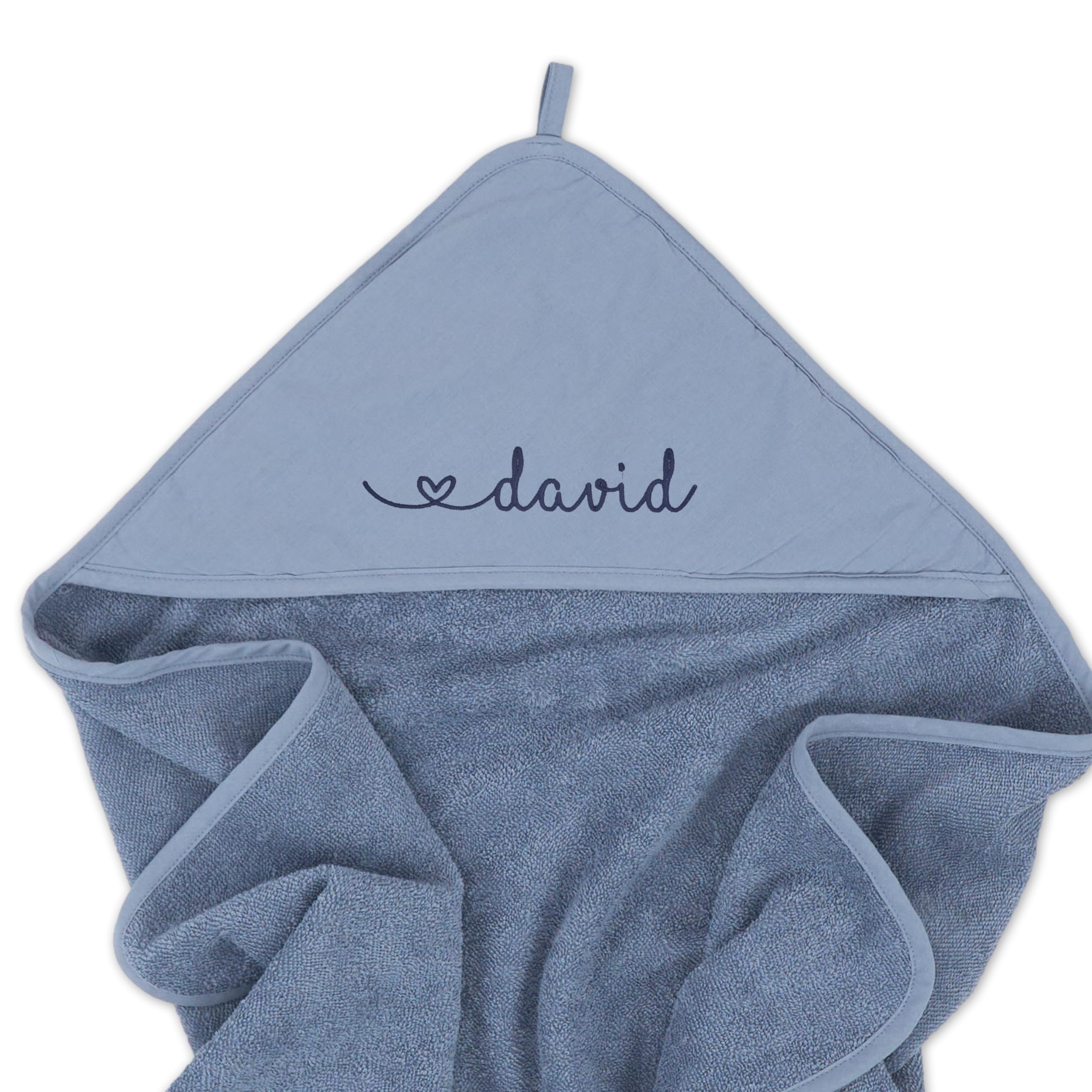 upstitch Studio Baby & Kinder Kapuzenhandtuch (dunkelblau, 75x75 cm) mit Namen personalisiert für Jungen und Mädchen, Handtuch aus 100% Baumwolle Bestickt