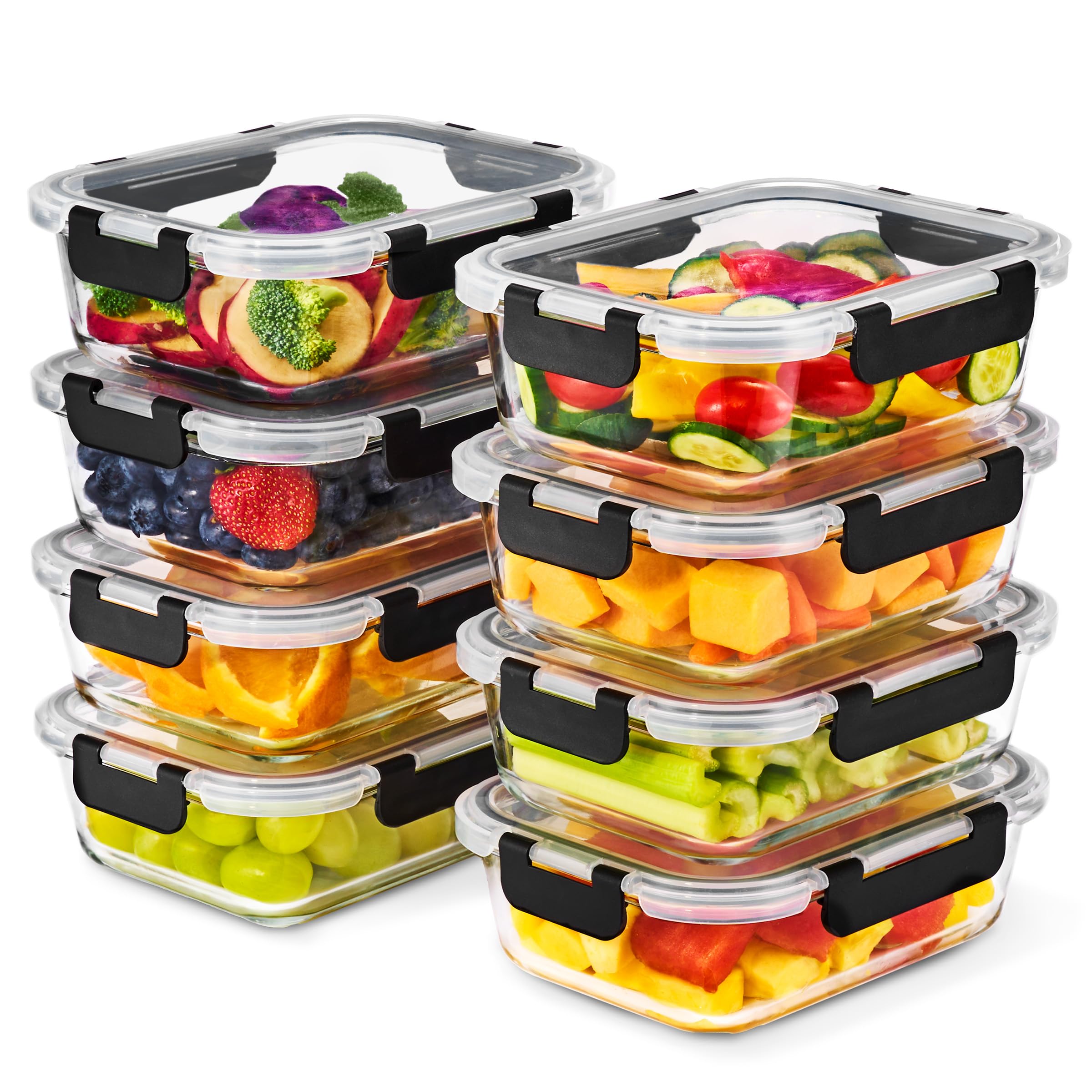 Amazon.com: Sorbus 16pc (8 Rectangular 35oz Food Storage Containers and 8  Airtight Lids)  4.4 Cup Glass Meal Prep Containers, Dishwasher, Freezer,  and Oven Safe  Reusable Glass Food Containers for Meal