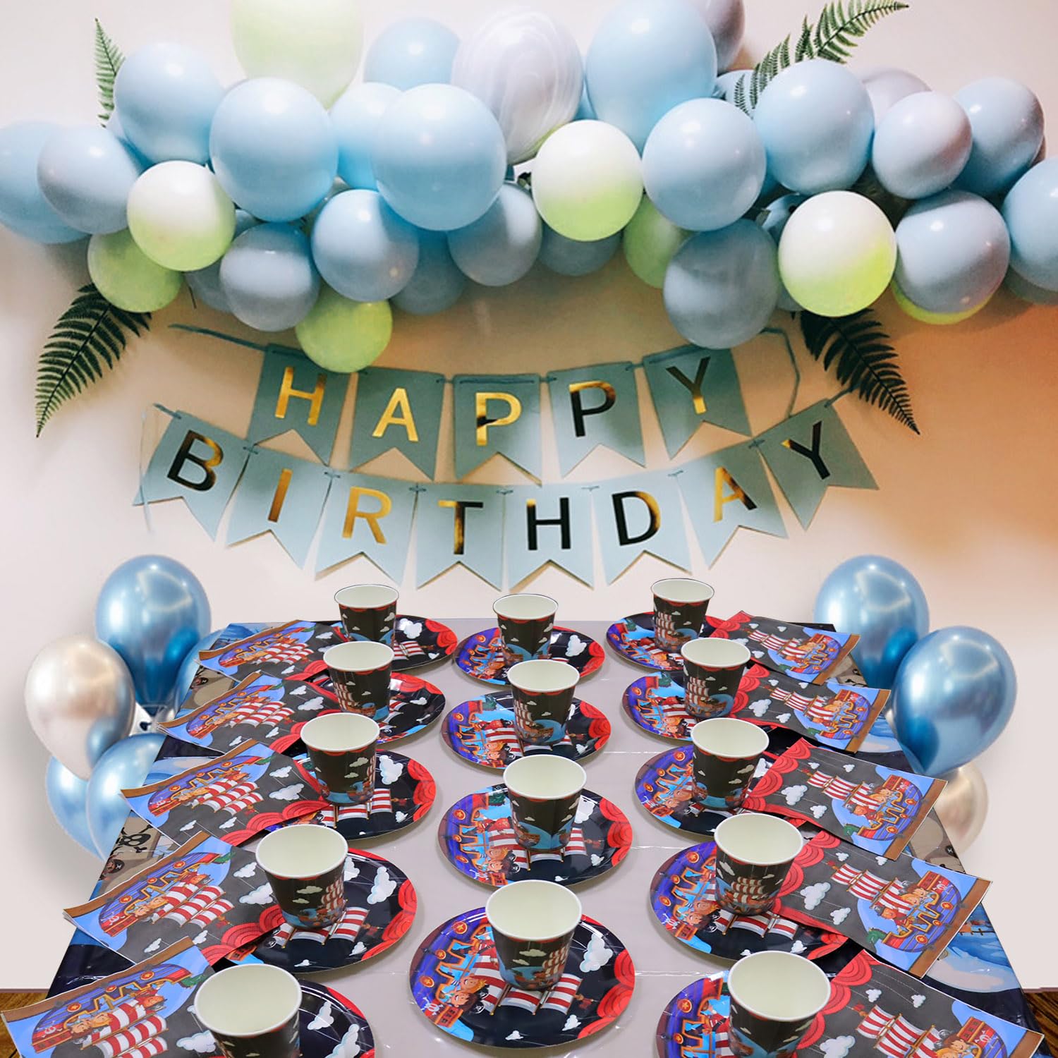 Compleanno Pirata Stoviglie,61 Pezzi Stoviglie Pirata per Feste,Feste Decorazione per Tema Pirata,Kit Compleanno Pirata con Piatto,Tazza,Tovaglioli,Tovaglia per 20 Ospiti
