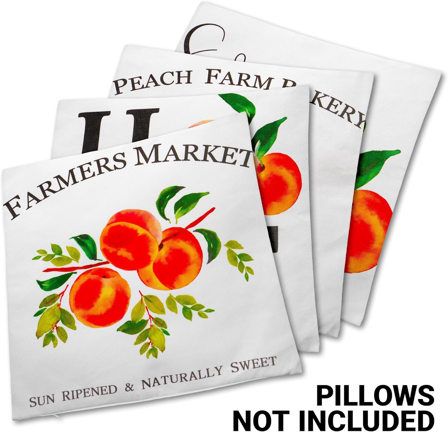 G128 Spring Decoration Farmhouse Peach Home Waterproof Throw Pillow Covers | 18 x 18 in | Set of 4, Beautiful Cushion Covers for Spring Sofa Couch Decoration