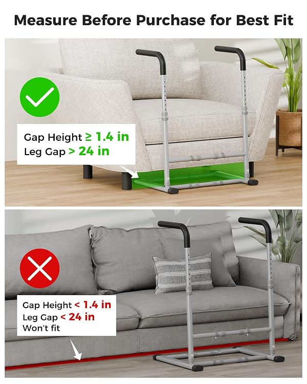 JivaJot Couch Stand Assist Rail for Seniors, Standing Support Handle, Grey by JivaJot - Image 2