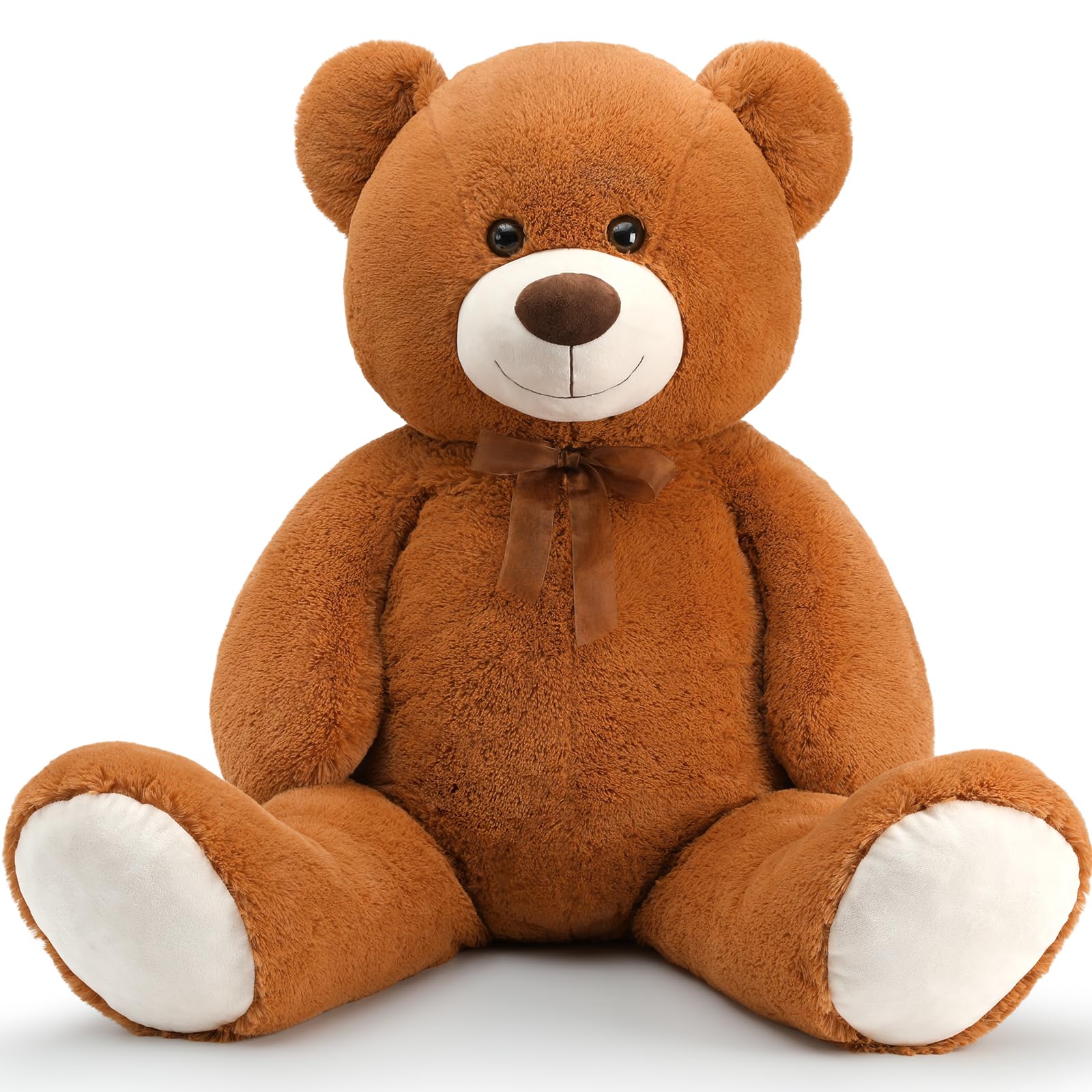 MorisMos 130cm/52in Big Giant Teddy Bear for Girlfriend, XXL Large Cuddly Super Soft Teddybear, Fluffy Stuffed Teddys Plush Toy Birthday Gifts for Kids Girls Wife Women, Party Decor 4.3ft Brown