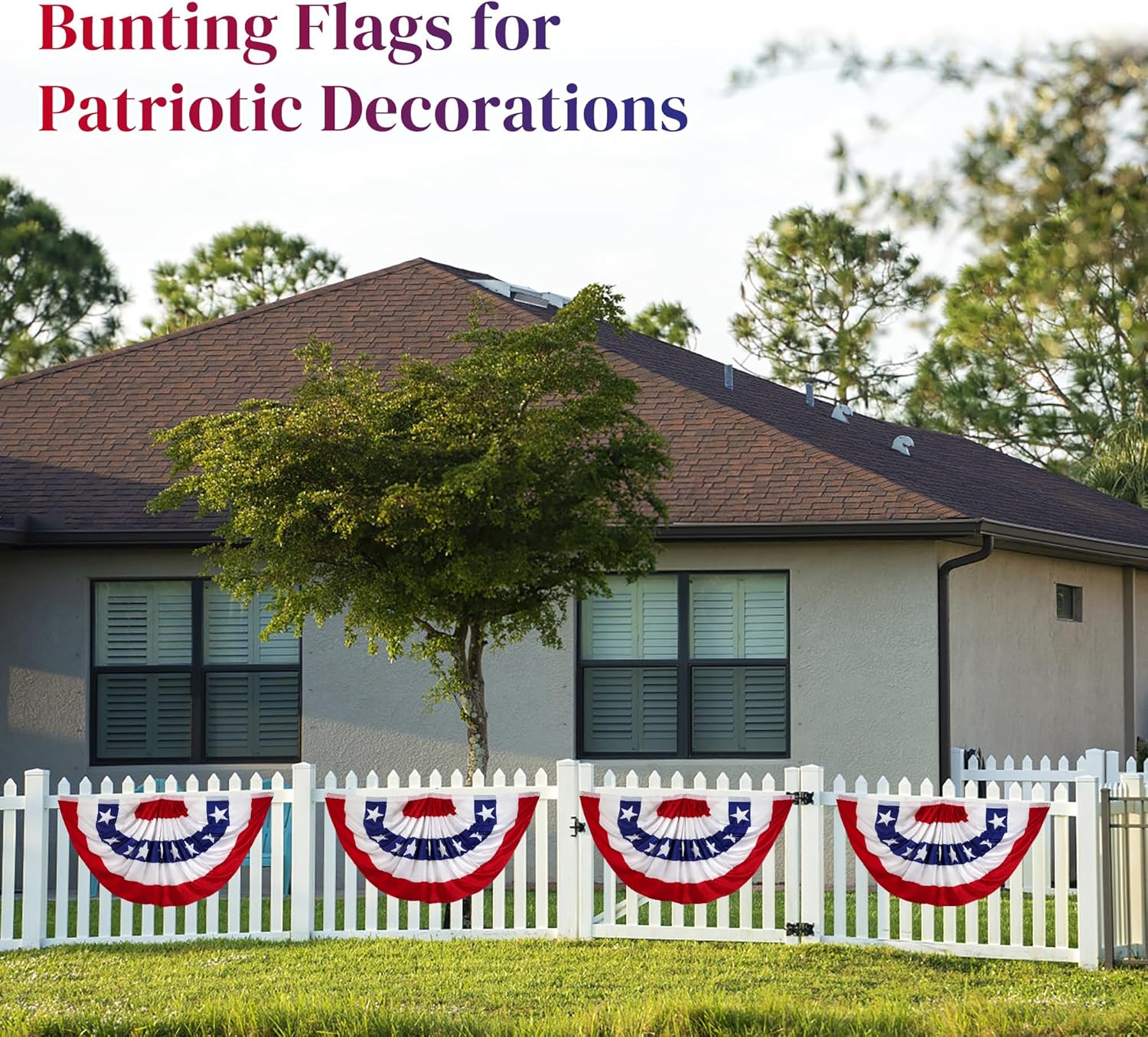 MCFULL American Flag Bunting for Outside,3x6 FT Bunting Flags Outdoor,American Flag Banners for Outside,USA Pleated Fan Flags Red White and Blue Banner for Labor Day Veterans Day Decorations,3 Pcs