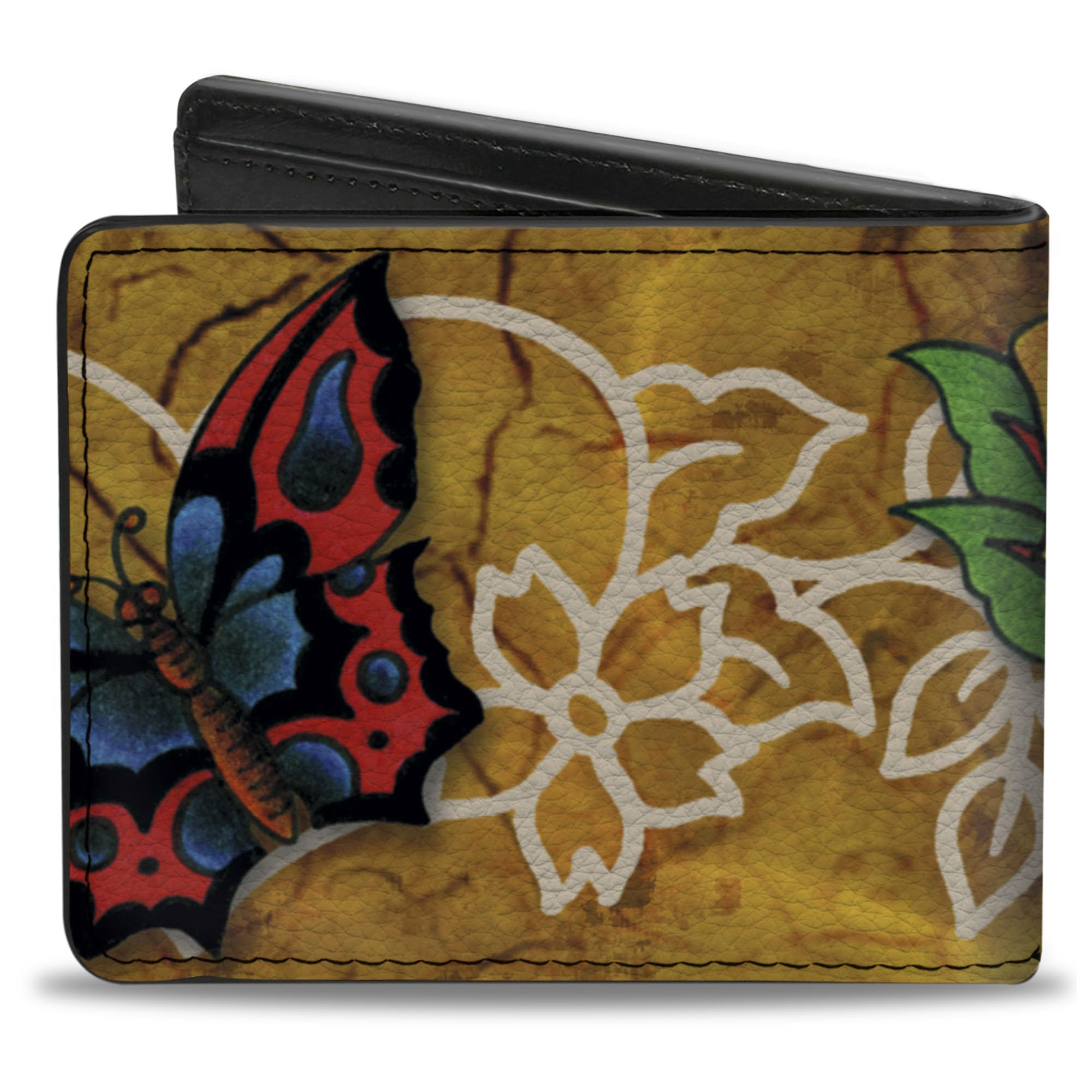 Buckle-Down Men's Standard PU Bifold Wallet-TJ-Bird & Rose, Multicolor, 4.0