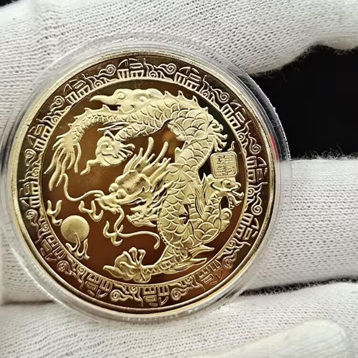 Silver Color Dragon Coin 2024 Dragon Year Souvenir Medal Chinese Style Coin 2024 Year of Dragon Coin Golden A