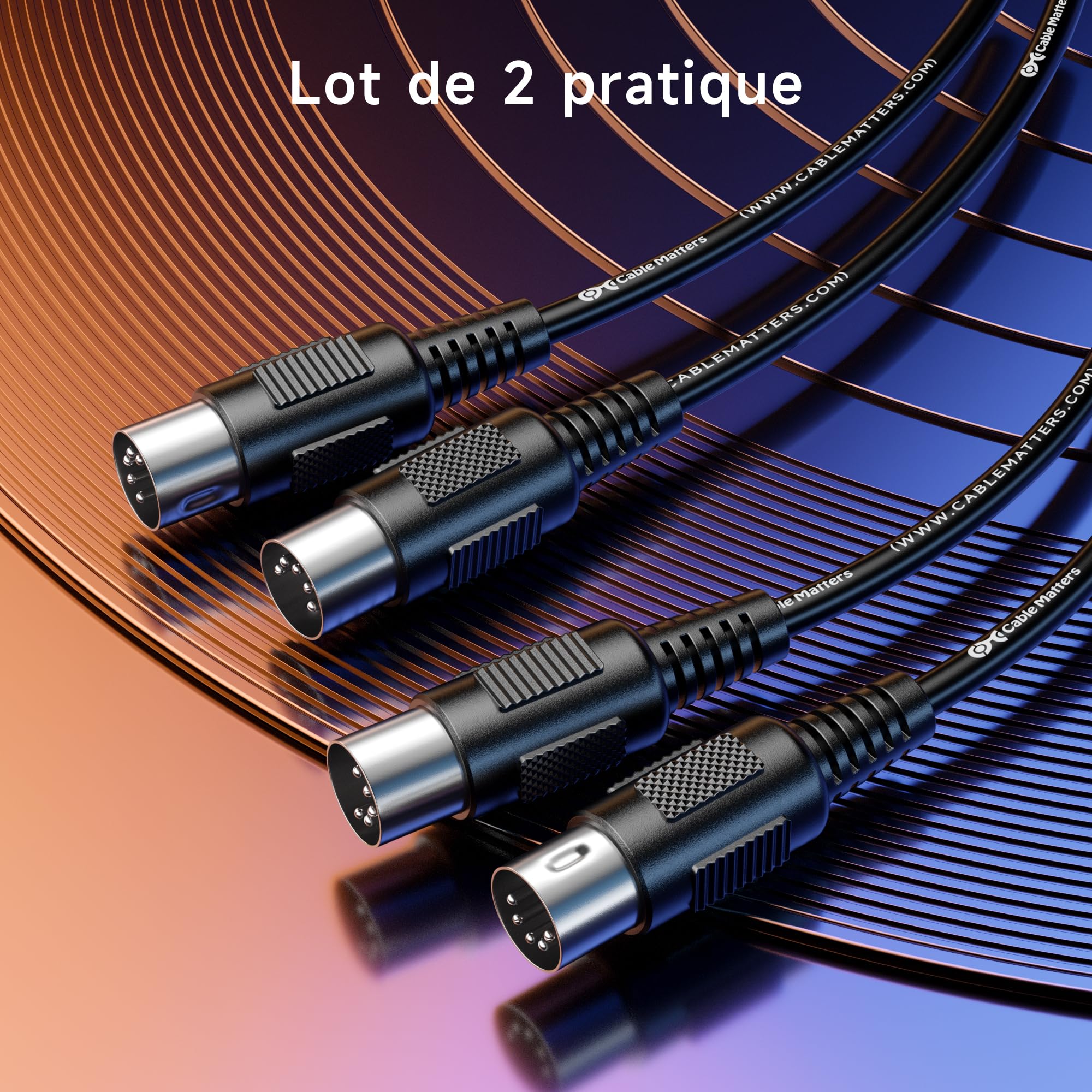 Cable Matters Pack de 2 Cable MIDI 3m- Câble DIN MIDI à 5 Broches, câble MIDI à 5 Broches - 3 m