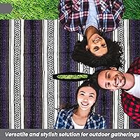 Vista 102 de Artisans Bazaar Poncho tradicional mexicano de Baja para hombres y mujeres, auténtico sarape de Gaban, manta de vaquero Pancho Jorongo rojo - rosa