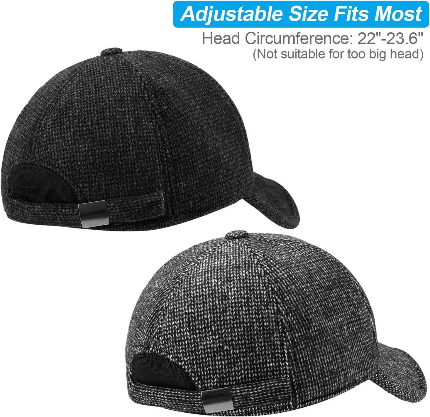 2 Pack Men's Winter Baseball Cap with Ear Flaps, Baseball Winter Hats with Ear Flaps for Men Outdoor Walk Running - Image 4