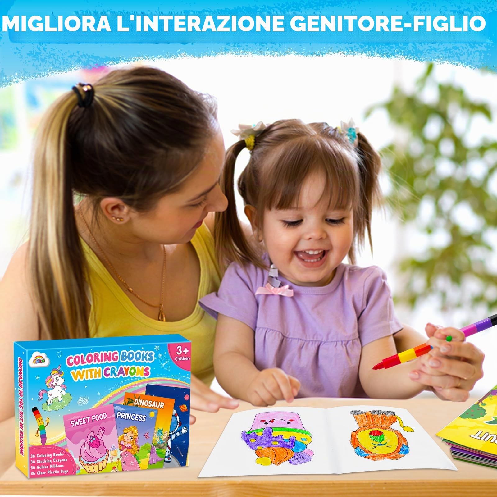 ZMLM Mini Libri da Colorare con Pastelli a Cera regalini fine festa compleanno, gadget compleanno bambini per 4 a 8 Anni Attività Artistich