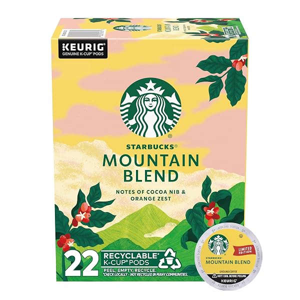 Starbucks K-Cup Coffee Pods, Medium Light Roast Coffee, Mountain Blend for Keurig Coffee Makers, 100% Arabica, Limited E