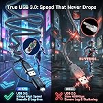 AMVR Link Cable with Charging 16FT Compatible with Meta Quest 3/3S/2/Pico 4 Accessories, Nylon Braided Cable with USB 3.0 A to C Adapter for SteamVR, High-Speed Max 5Gbps, Play While Charger (Black)