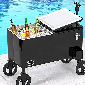 Outdoor Cooler YITAHOME 80 Quart Cart With Bottle Opener Drainage