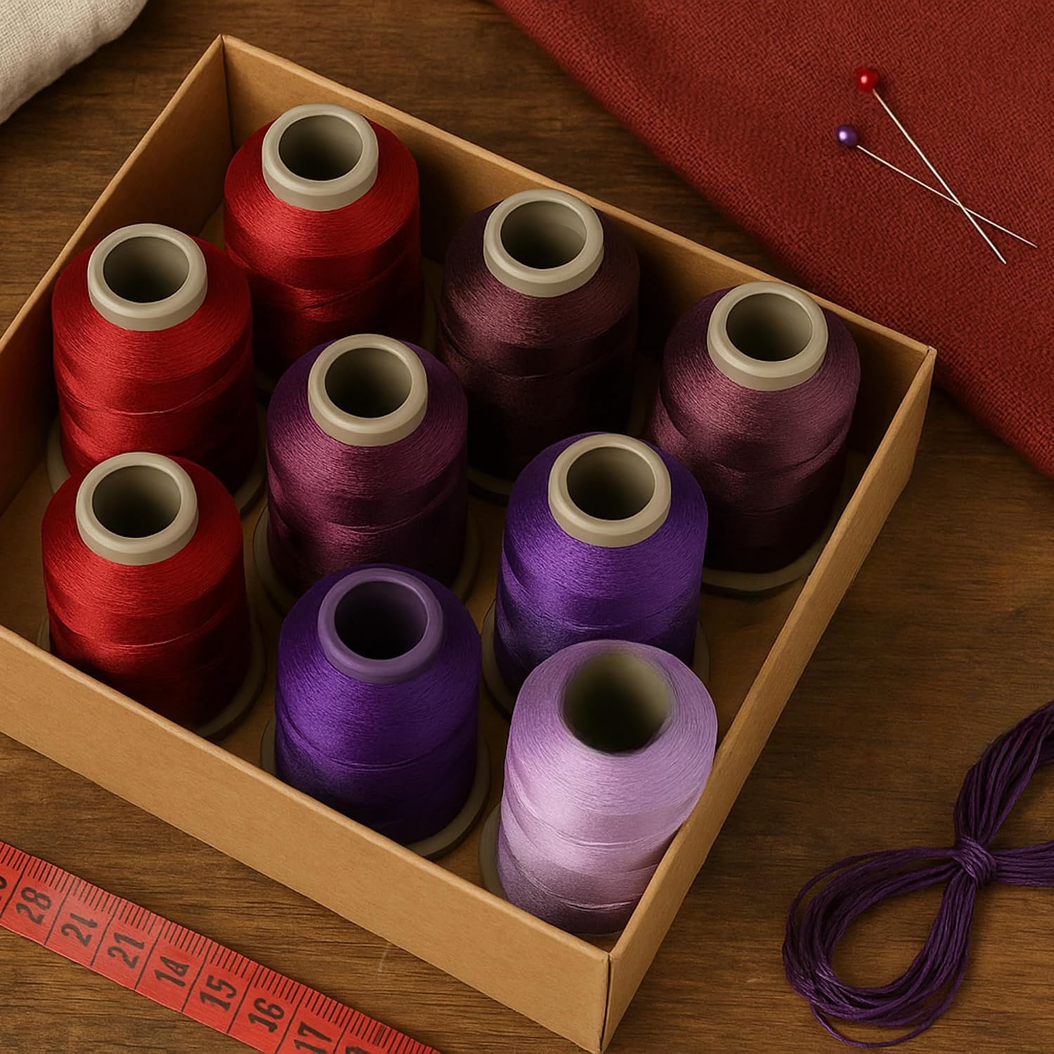 Mixed Colored Embroidery Threads 8 Pack | 8070 | 9280 | 8126 | 1241 | 9083 | 9971 | 9081 | 392 | 15g Polyester Embroidery Machine Thread (8, Purple)
