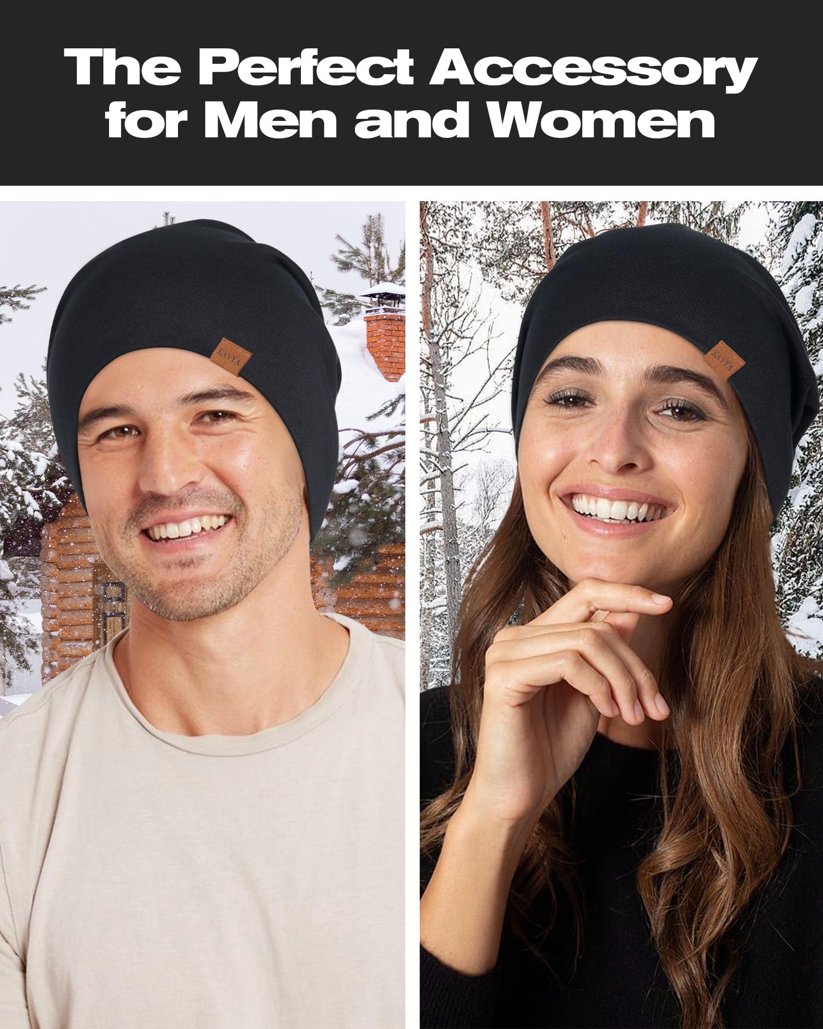 Kavya Cappello Berretto Donna Uomo Invernale, 95% Cotone Cappellino Uomo Elastico Cappello Uomo Leggero Cappello Running Uomo per la Notte, Casco Moto, Bici, Chemioterapia