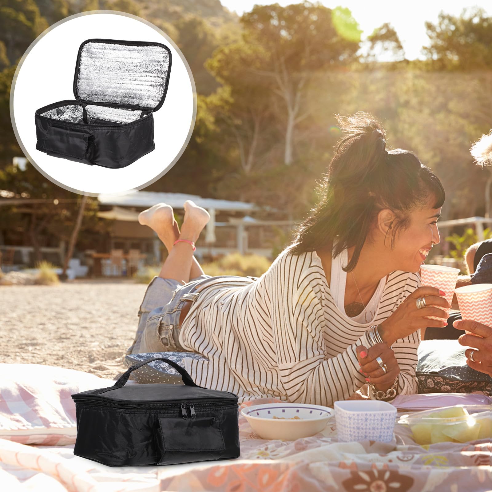 Kichvoe Bolsa Térmica para Almuerzo de Cobre Negro Capacidad para Mantener Alimentos Frescos y Fríos Adecuado para Picnic y Parque de Diversiones