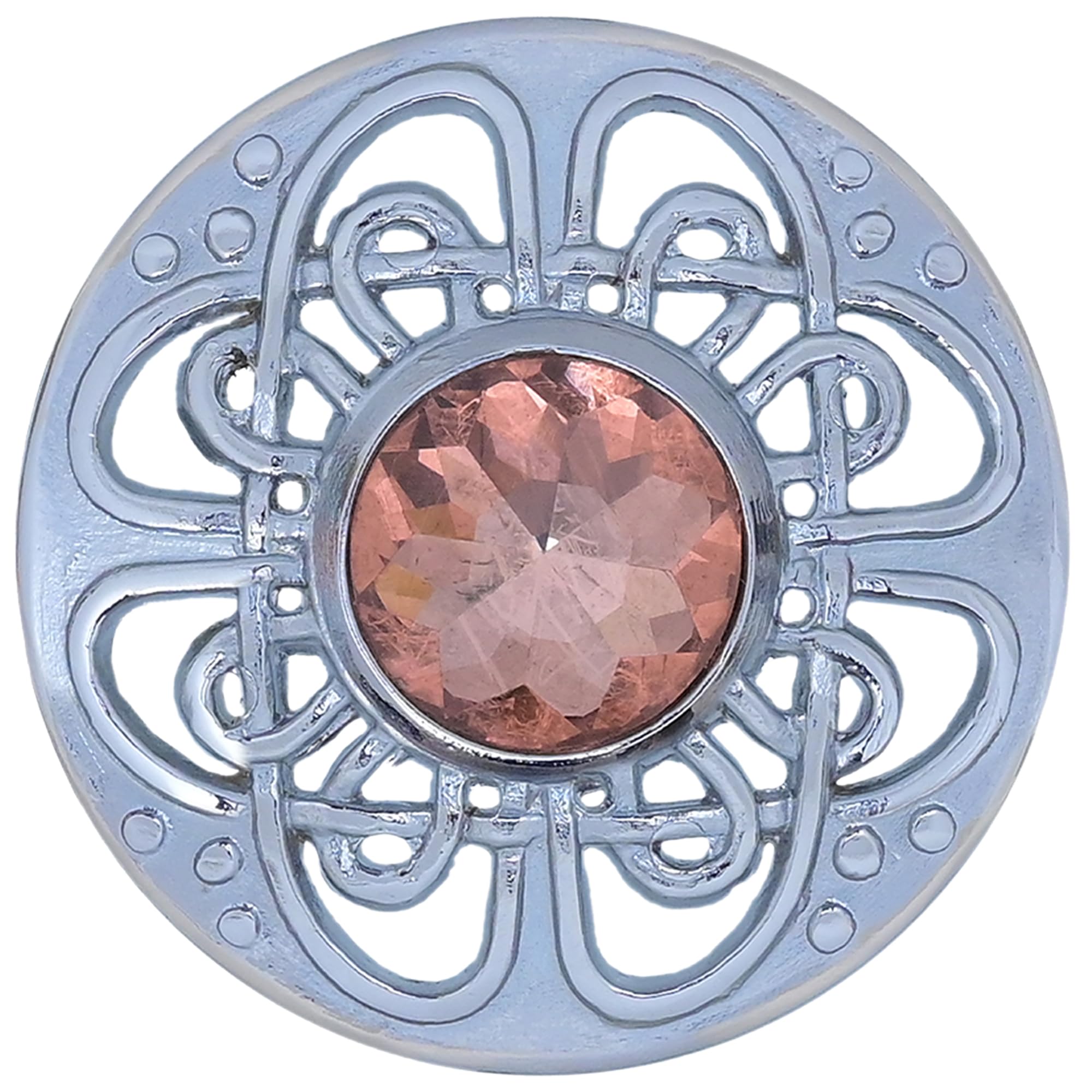Elegant Culloden Plaid Brooch – Scottish Kilt Fly Plaid Brooch Intricate Celtic Knot in Pewter with Gemstone 3-Inch Diameter – Ideal for Scottish Kilts &amp; Formal Wear
