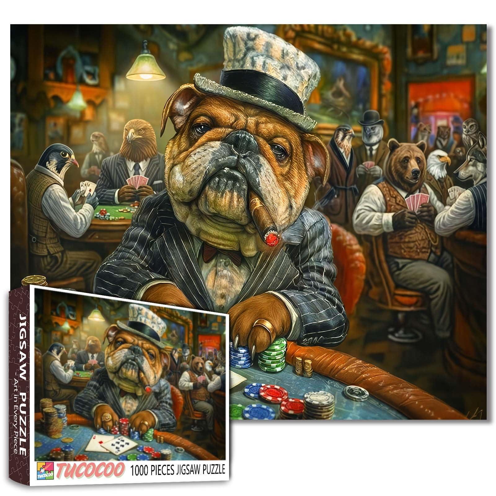 Dog Poker Puzzle Animal Jigsaw Funny Animal Party Scene Wildlife 1000 Pieces for Adults Beginner Challenging Family Activity Games DIY Crafts Puzzle for Home Decor Gifts โ image 1
