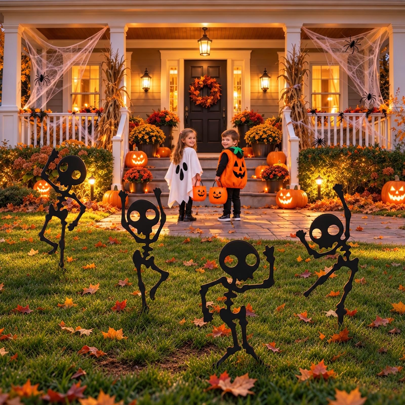 4pcs Halloween Skeleton Stakes Halloween Skeleton Yard Decorations