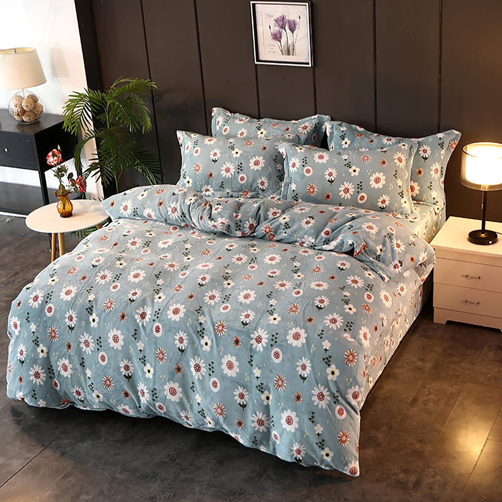 Housse de couette flanelle géo réversible : finissez-en avec le lit froid grâce au zip 220x240