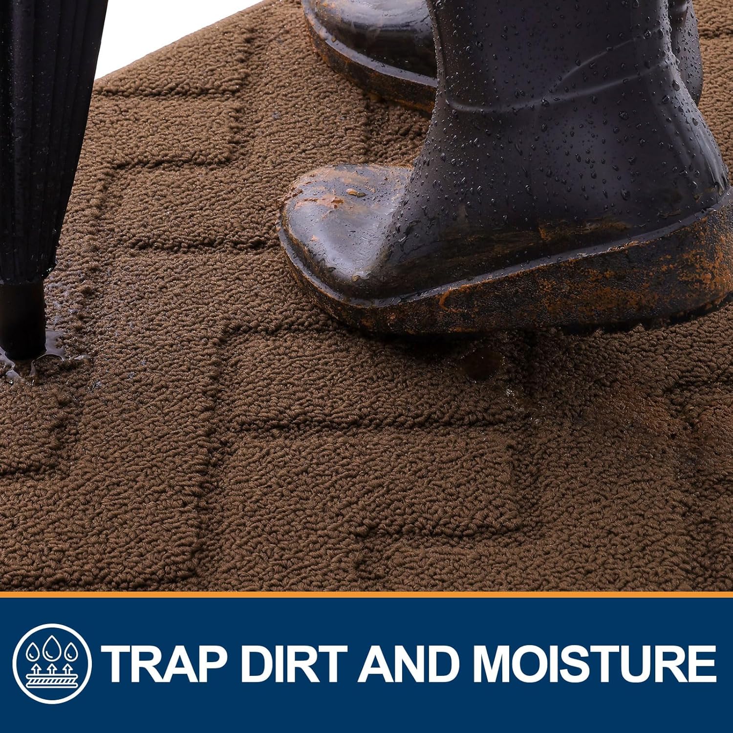 olanly indoor door mat, 48x32, dirt resistant and absorbent, sturdy non-slip rubber backing, easy to clean, washable low-profile doormat for entryway, coffee