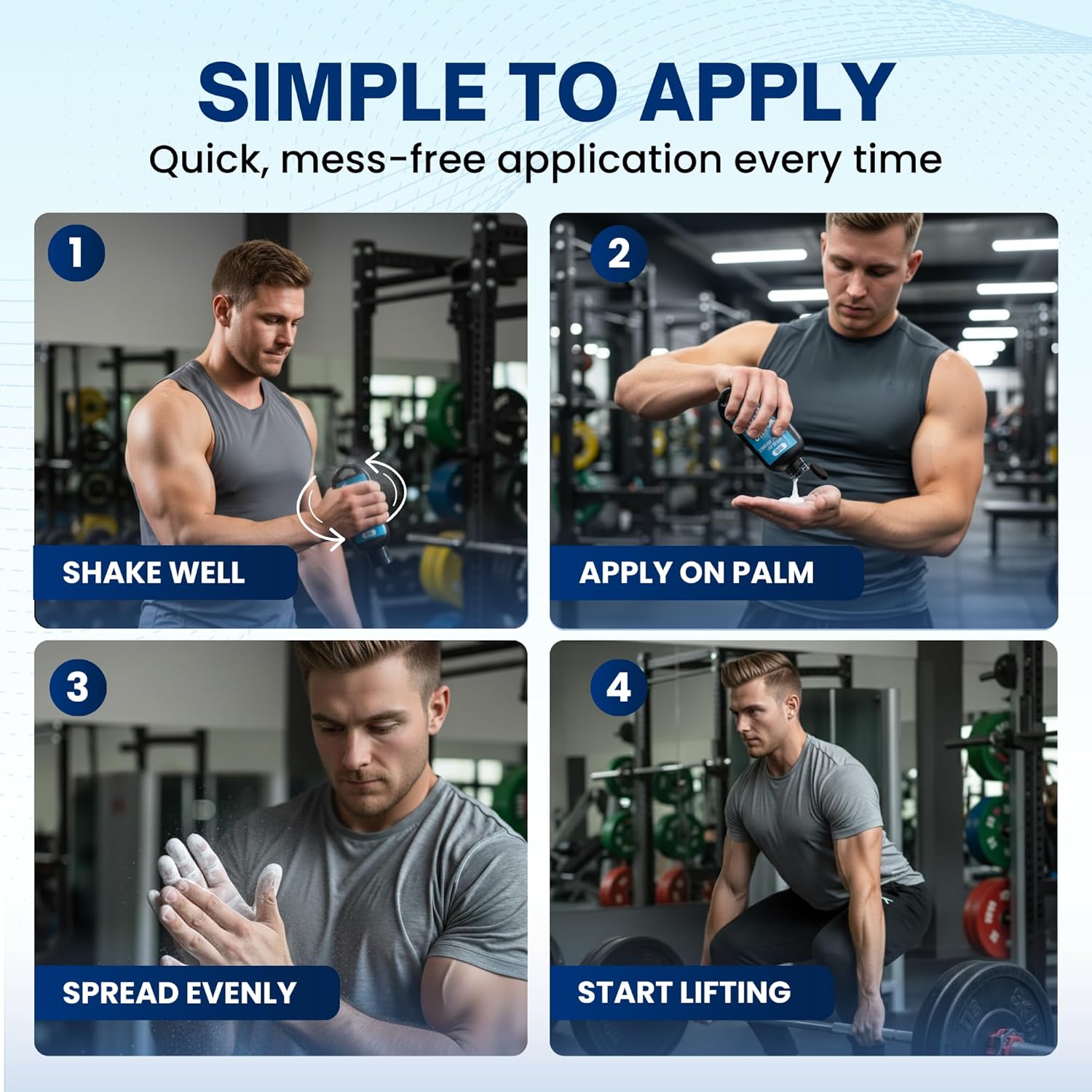 Liquid Chalk for Gym, Weightlifting – Fast Drying Gym Chalk Liquid, Lasting Grip Formula – Mess Free, Dust-Free, Skin-Safe Liquid Climbing Chalk for Pull Ups, Gymnastic & Training