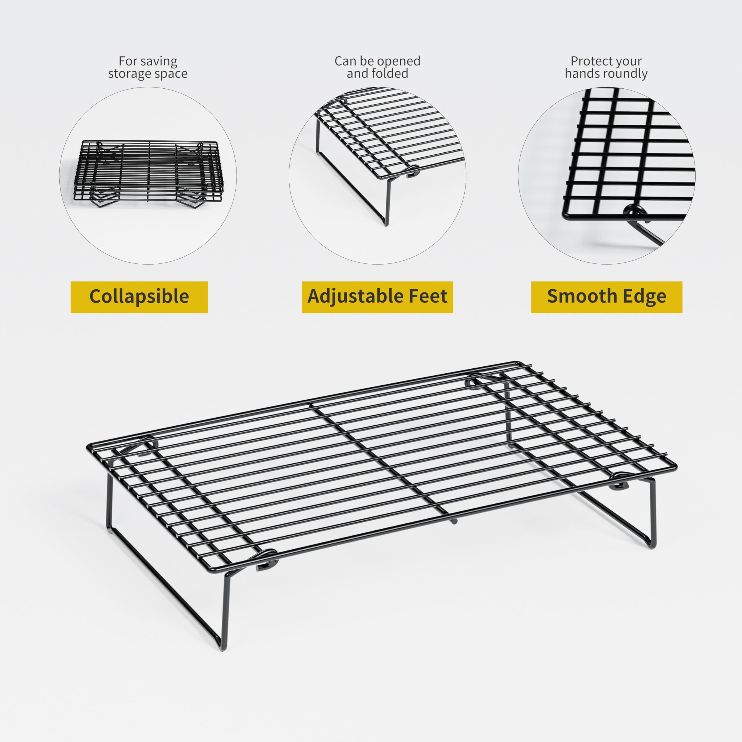 Racks de Refroidissement 4PCS Pliables 4 Niveaux 26 x 41cm Anti-adhésif BPA-Free Four Lave-Vaisselle Safe