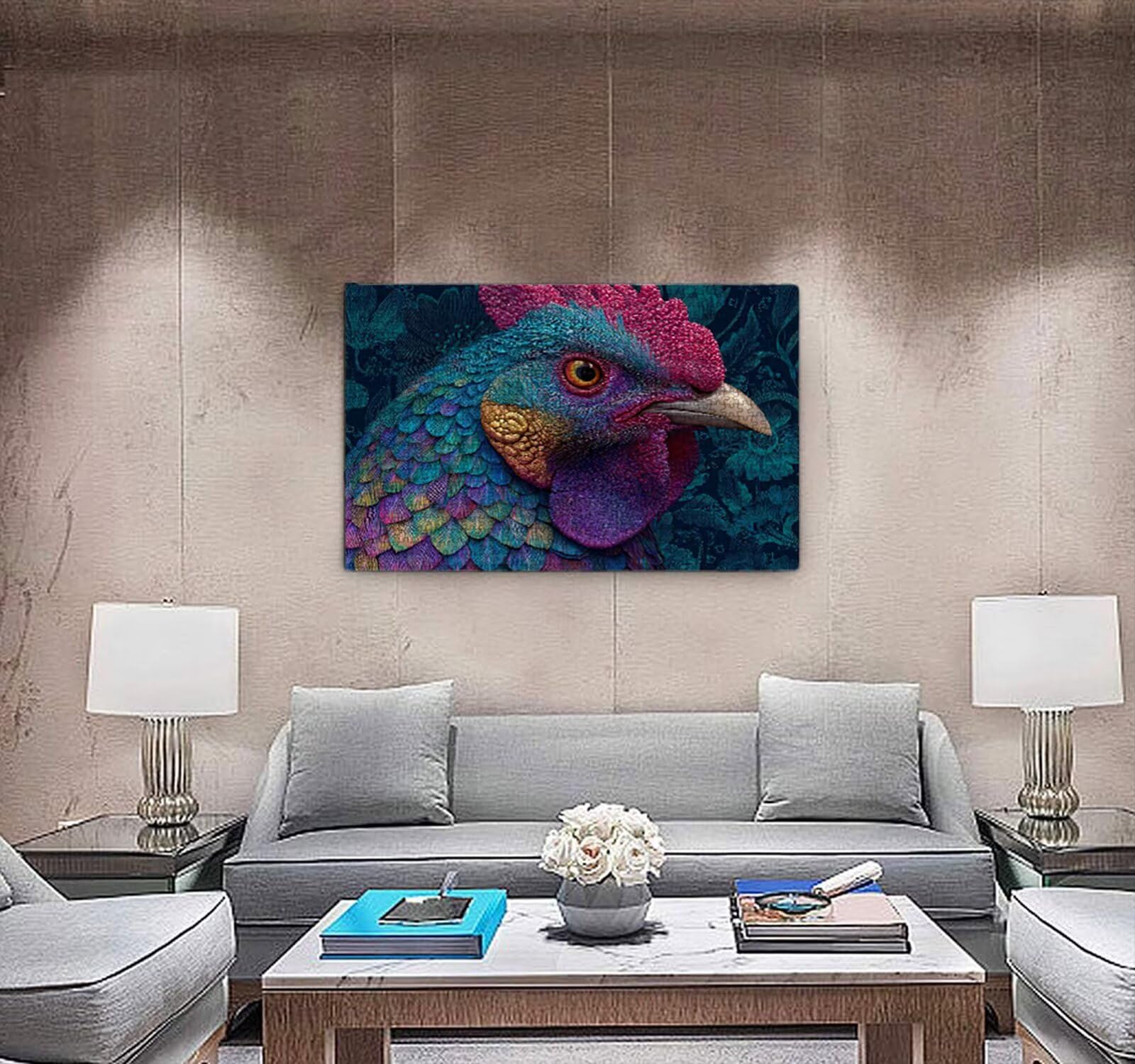 R3KH-458 niebieskie puzzle 6000 elementów, puzzle dla dorosłych, dorosłych, nastolatków, do aktywności w domu, trudne gry rodzinne, klasyczne puzzle jako prezent i dekoracja ścienna