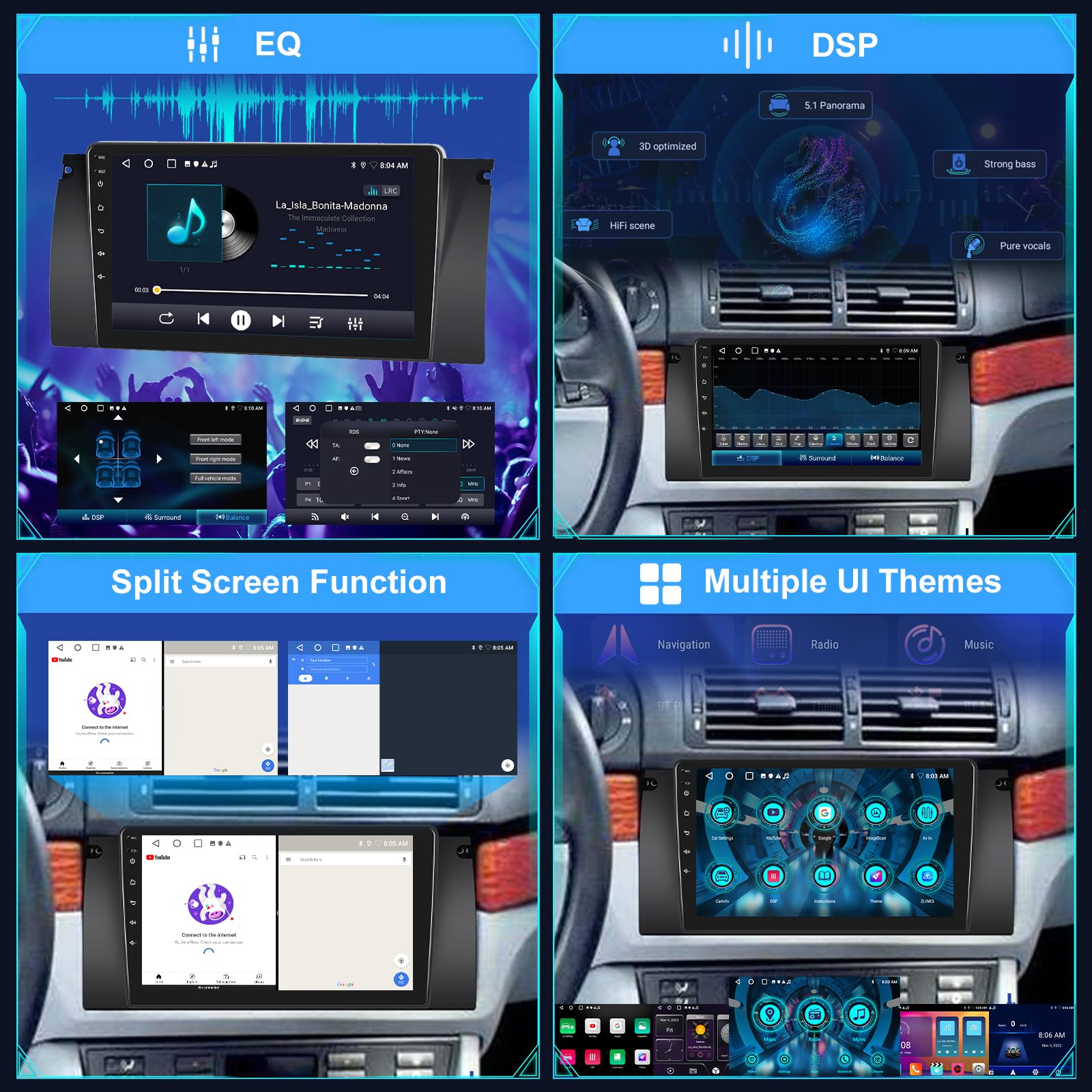 [2+64G] Android 13 Car Stereo para BMW X5 E53 E39 M5 E38 1999-2006 con Carplay Inalámbricas y Android Auto - 9 Pulgadas de Pantalla Táctil Radio con WiFi GPS DSP SWC + Cámara de Marcha Atrás