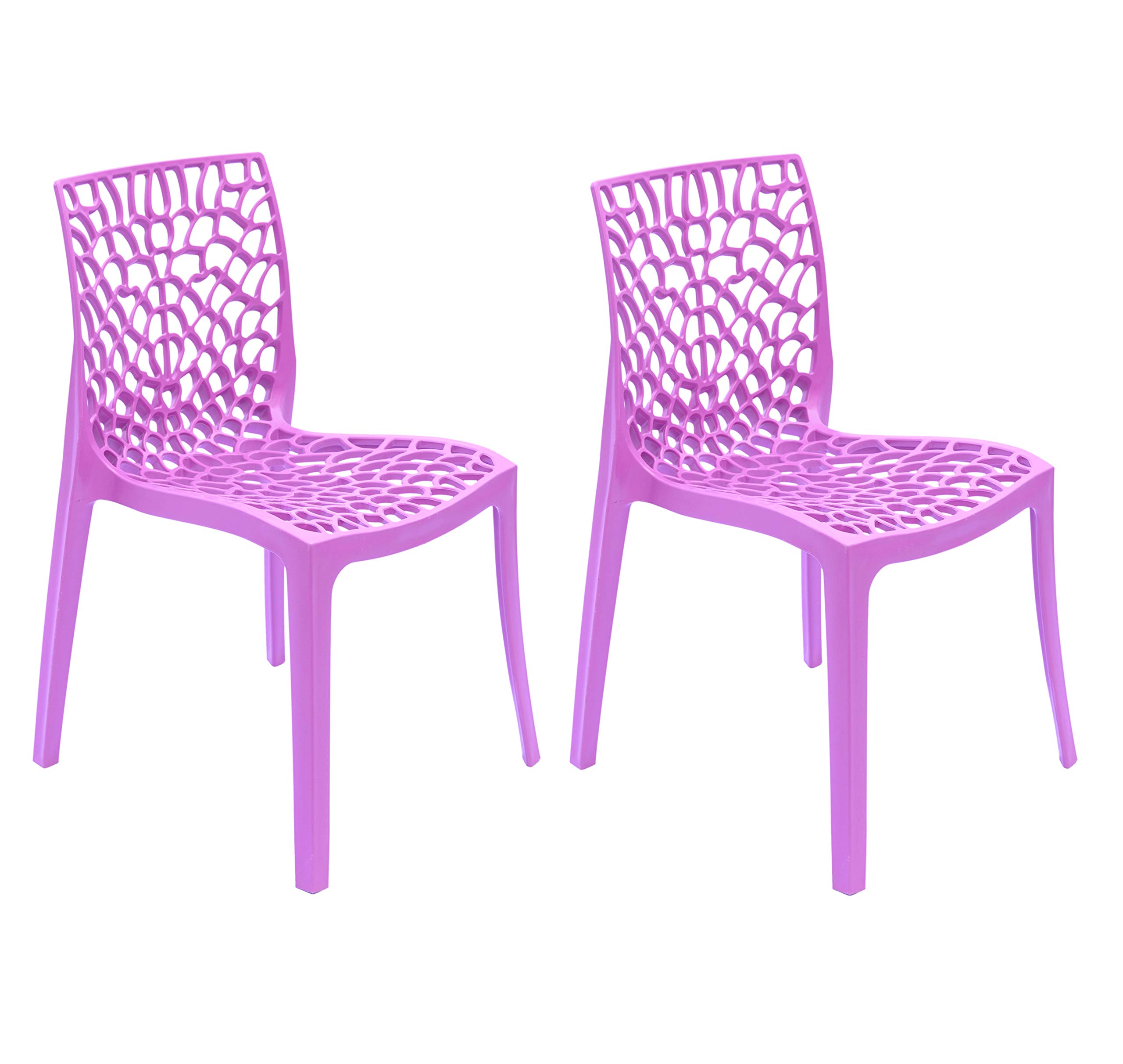 PS PARVESH SMART Web Chair | Heavy Duty Plastic Chair for Home and Garden (Set of 2, Pink)
