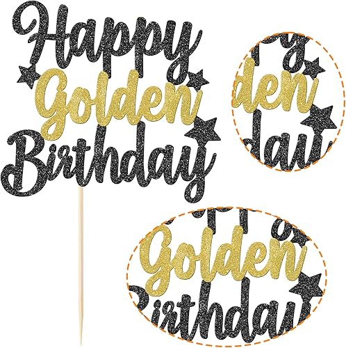 Miniatura 3 de 1 paquete de decoración dorada para tarta de cumpleaños con purpurina de 9, 14, 15, 16, 18, 30, 50, 60, decoración dorada para tartas de cumpleaños