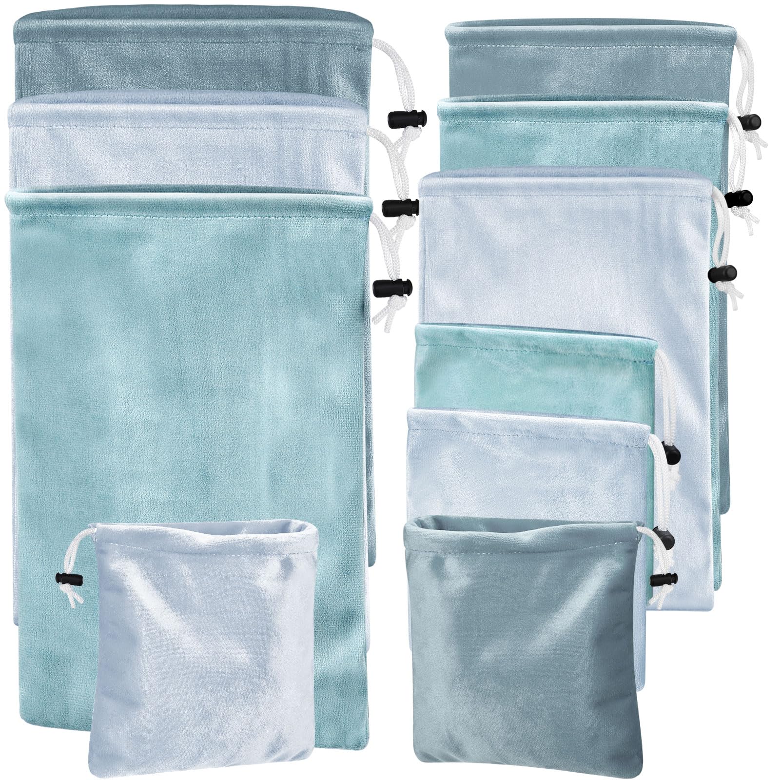 Amylove 9 Pcs Satin Game Toy Storage Bag Silk Drawstring Bags Gift Bags Pouches for Lightweight Toys Organizer Stuff Sack Foldable Travel Pouch for Women, 3 Sizes(Cyan-blue Series) — image 1