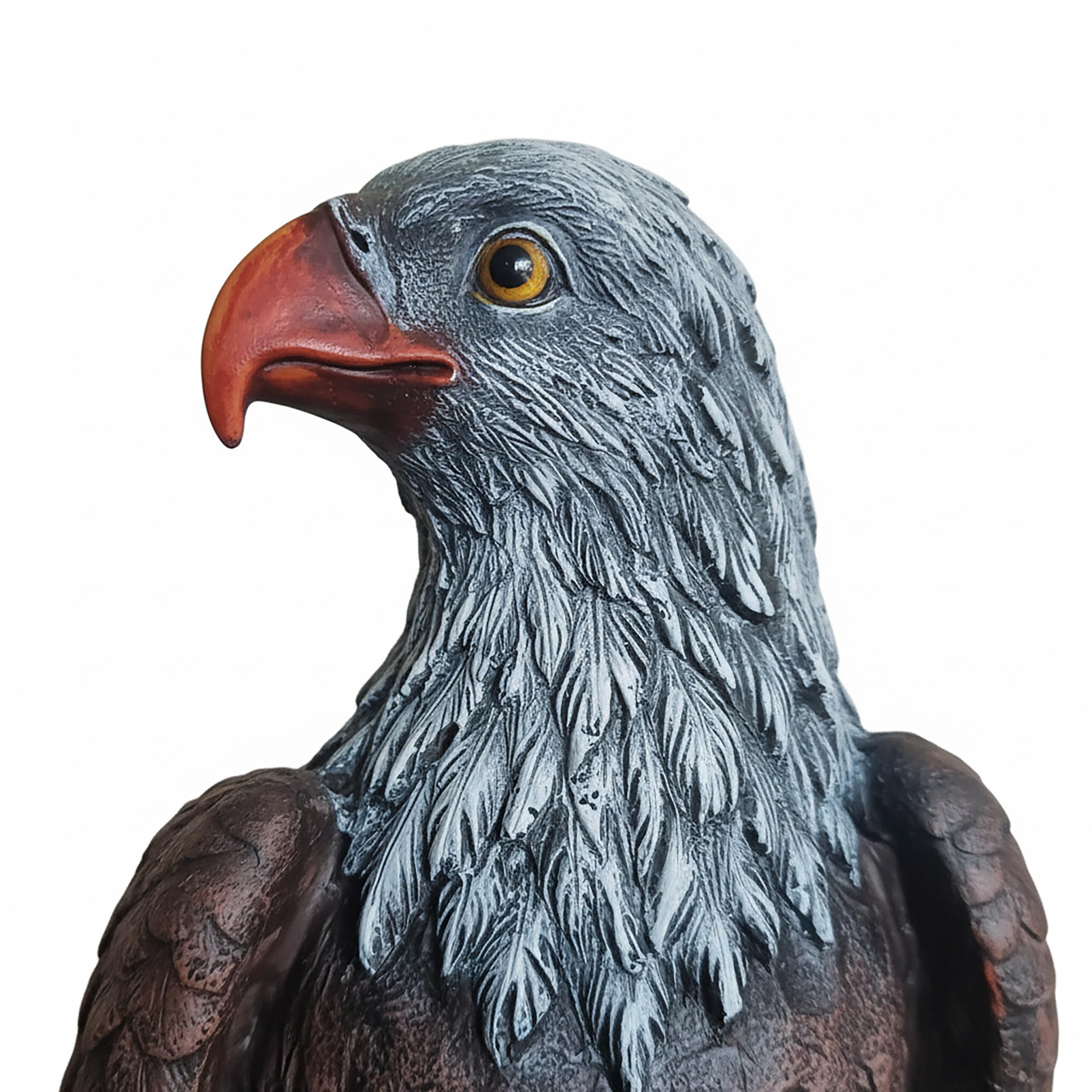 Relaxdays Adler Figur, sitzend, HxBxT: 66 x 30 x 36 cm, Polyresin, UV-beständig, wetterfeste Gartendeko, braun/grau