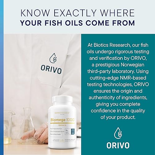 Vista 5 de Biotics Research Aceite de pescado Biomega-1000 Omega 3 con EPA 529 mg / DHA 353 mg– Ácidos grasos Omega-3 1000 mg- Aceite de pescado altamente