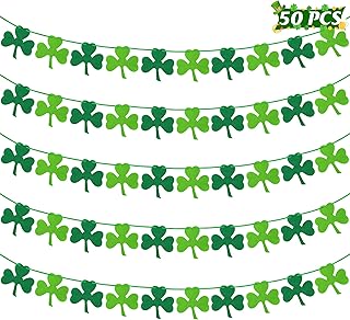 50 PCS St Patricks Day Decorations, St Patricks Day Garland NO DIY, Adjustable St Patricks Day Banner, 8.2 FT Dark Light Green Shamrock Garland Hanging Felt St Patricks Garland Irish Party Indoor