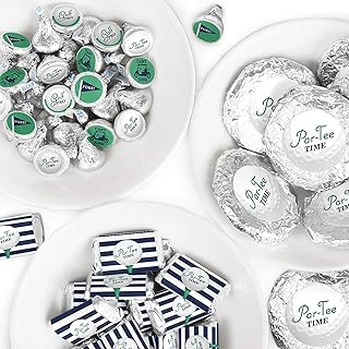 Big Dot of Happiness Par-Tee Time - Golf - Mini Candy Bar Wrappers, Round and Circle - Birthday or Retirement Party Favor Sticker Kit - 304 Pieces