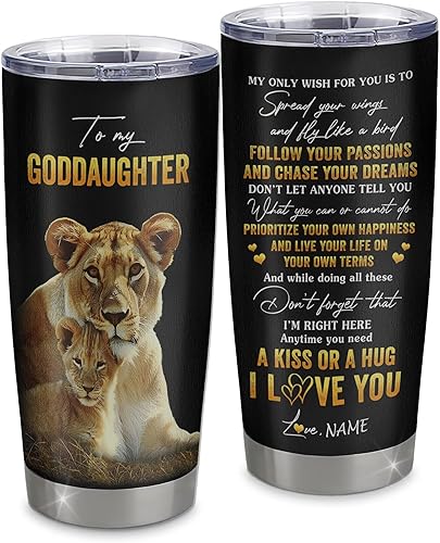 Miniatura 20 de Personalized To My Goddaughter From Godmother Stainless Steel Tumbler Cup Lion My Precious Goddaughter Birthday Graduation Christmas Travel Mug 20oz