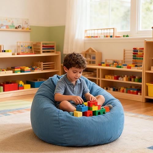 Miniatura 6 de LPMOERA Puf para niñosadolescentes con relleno de espuma viscoelástica con asa, ultra suave, para sala de estar, dormitorio, dormitorio